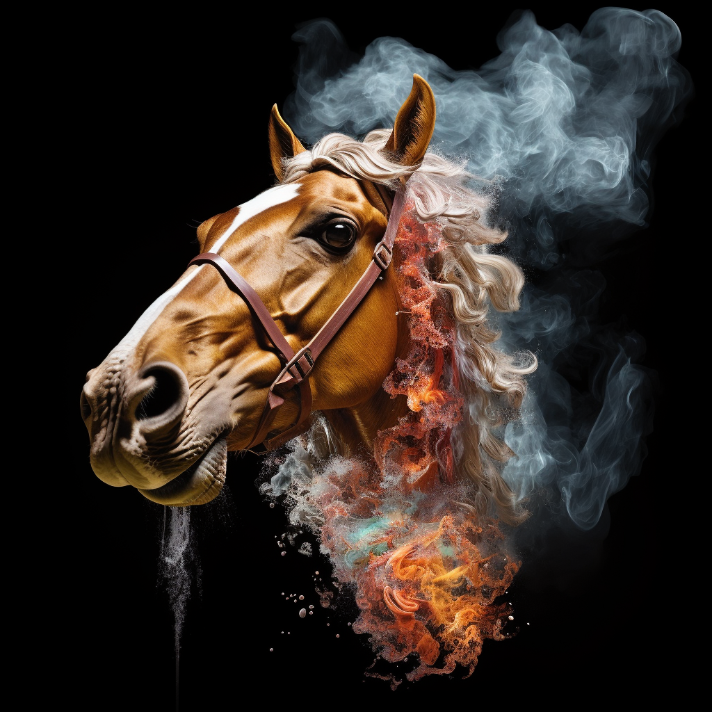 Horse breathing in vaporized medicine