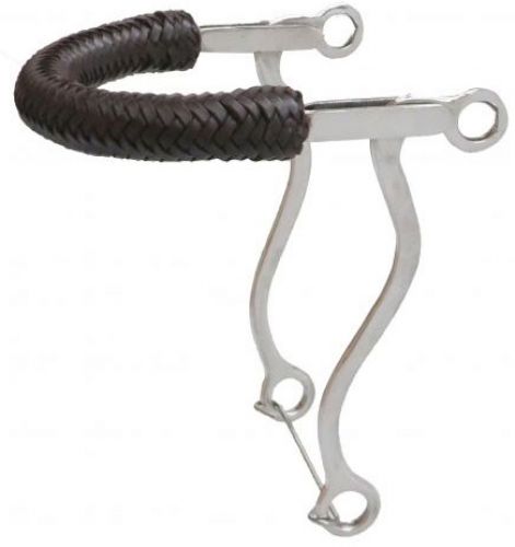 Hackamore Bits collection image featuring #1317: Showman® Braided leather nose stainless steel hackamore