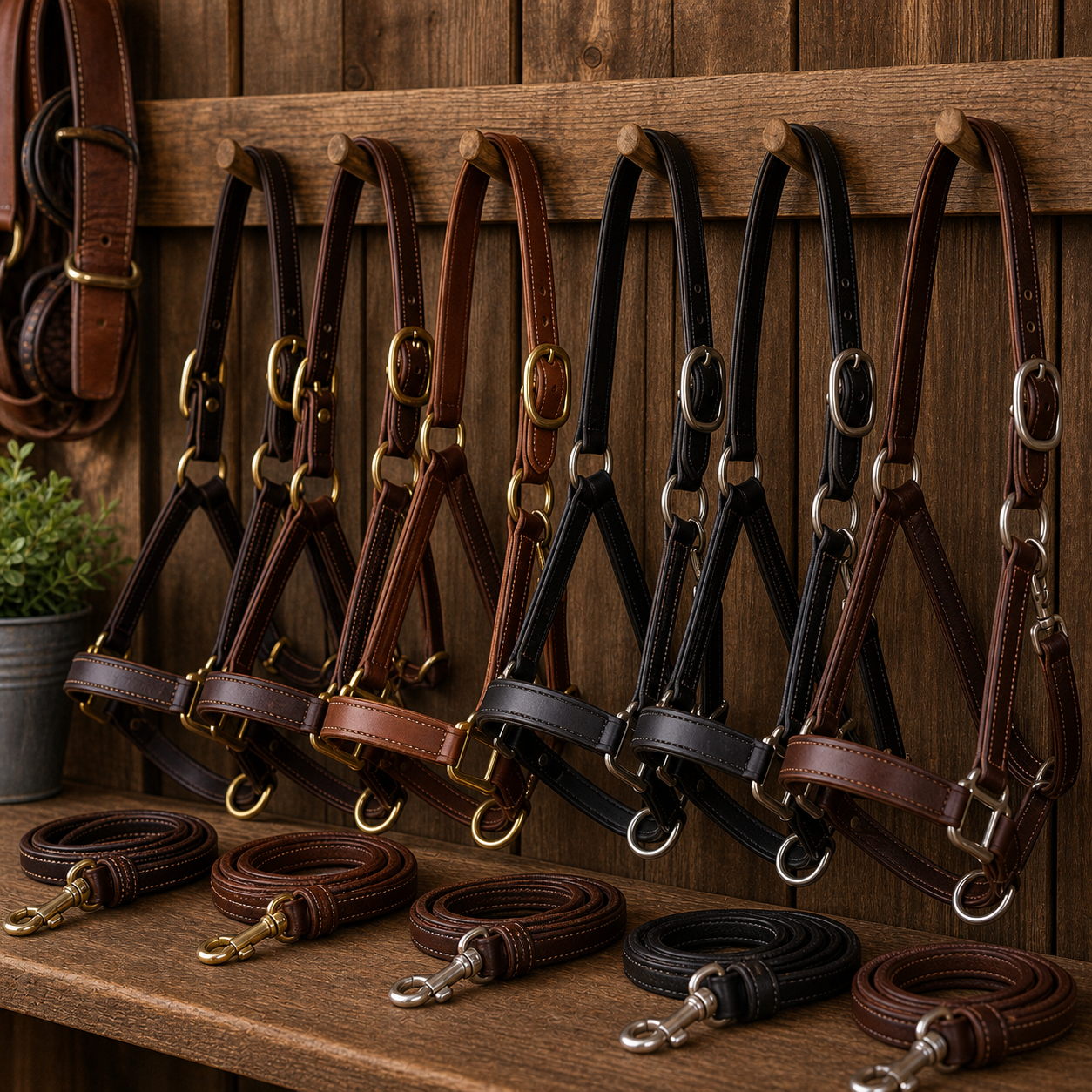 Leather Horse Halters collection cover with classic leather halters