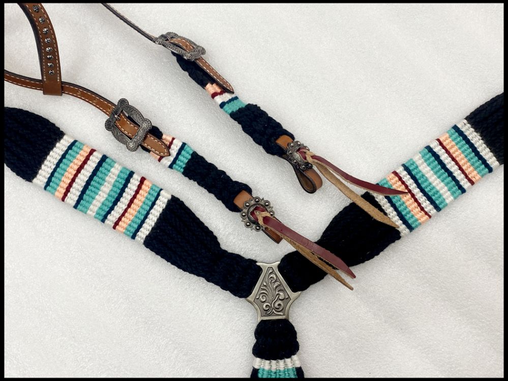 Showman Corded One Ear Headstall & Breast collar set