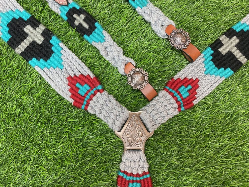 Showman Corded One Ear Headstall and Breast Collar Set - Cross