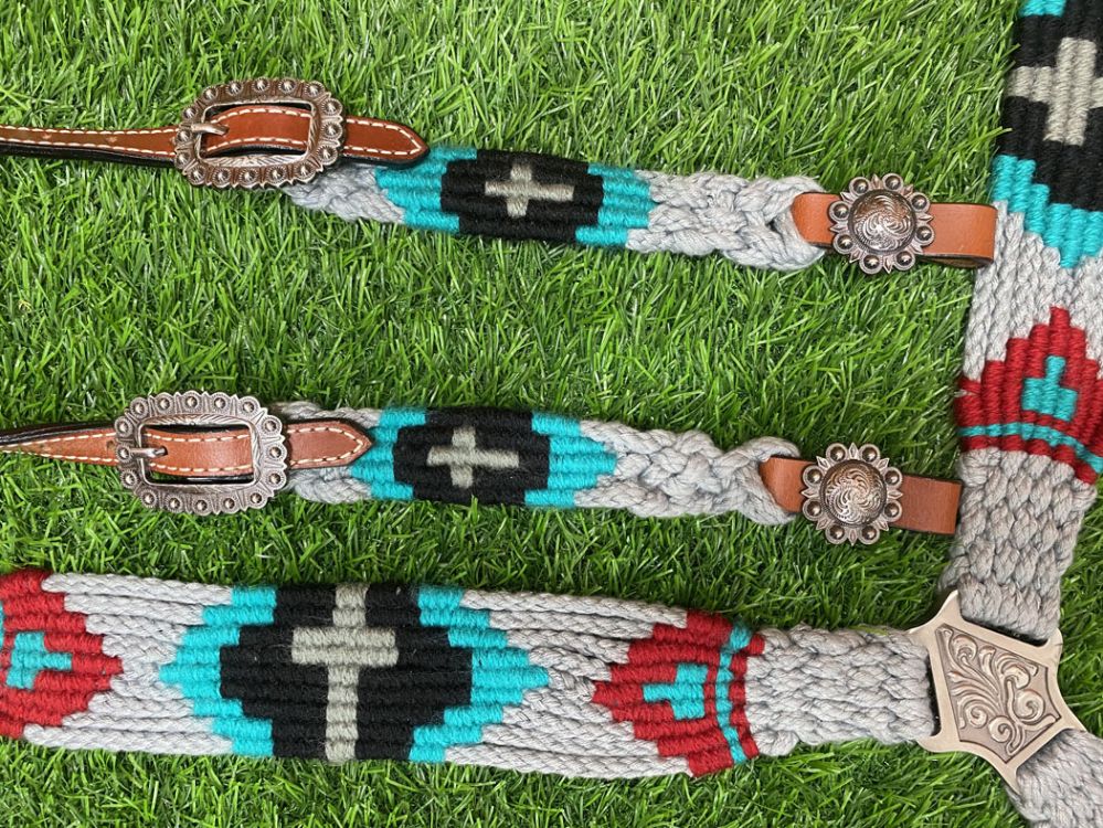 Showman Corded One Ear Headstall and Breast Collar Set - Cross