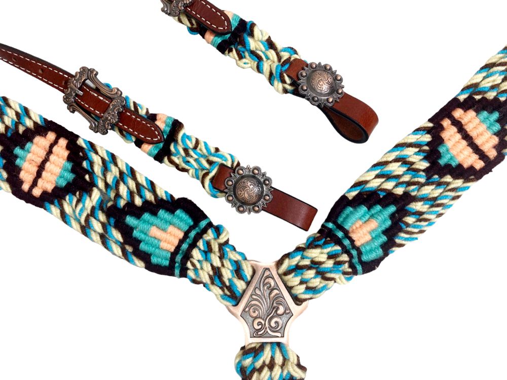 Showman Glade Corded One Ear Headstall and Breastcollar Set