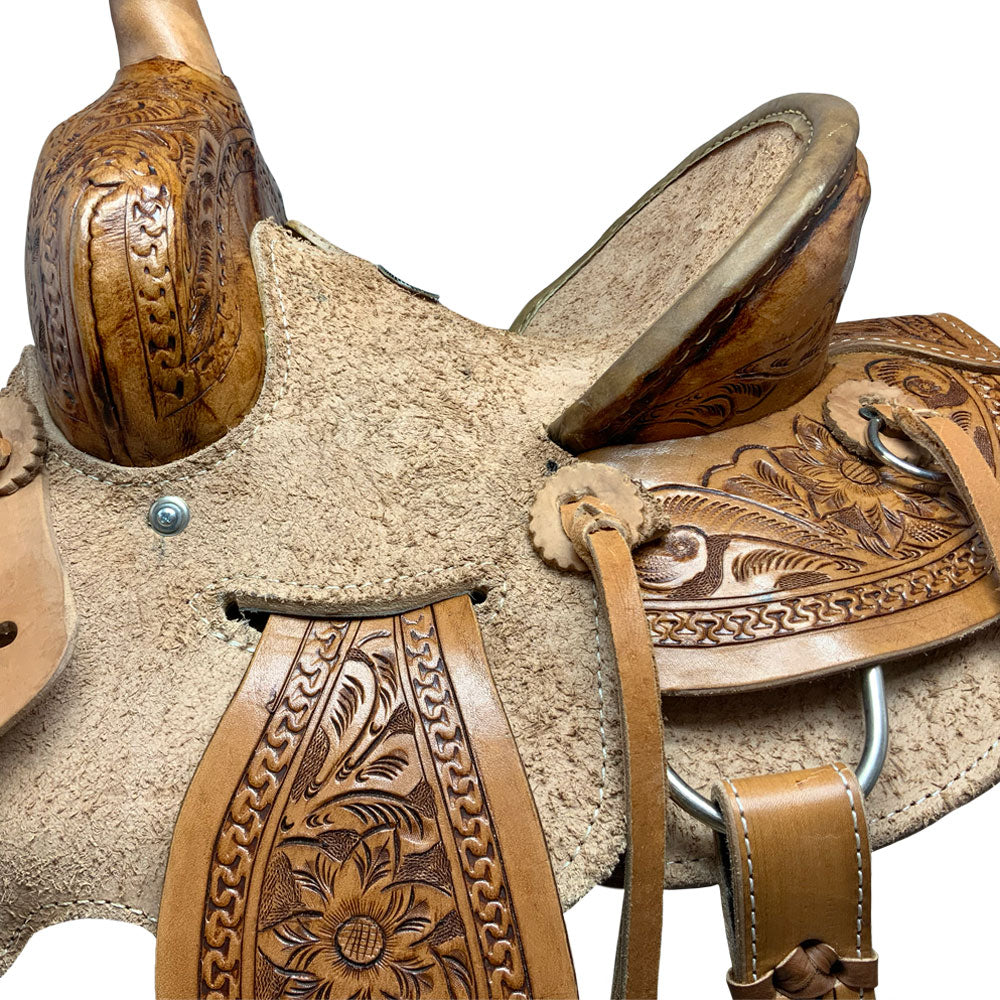 Buffalo Saddlery Hard Seat High Back Ranch Roper Style Saddle - 10 Inch