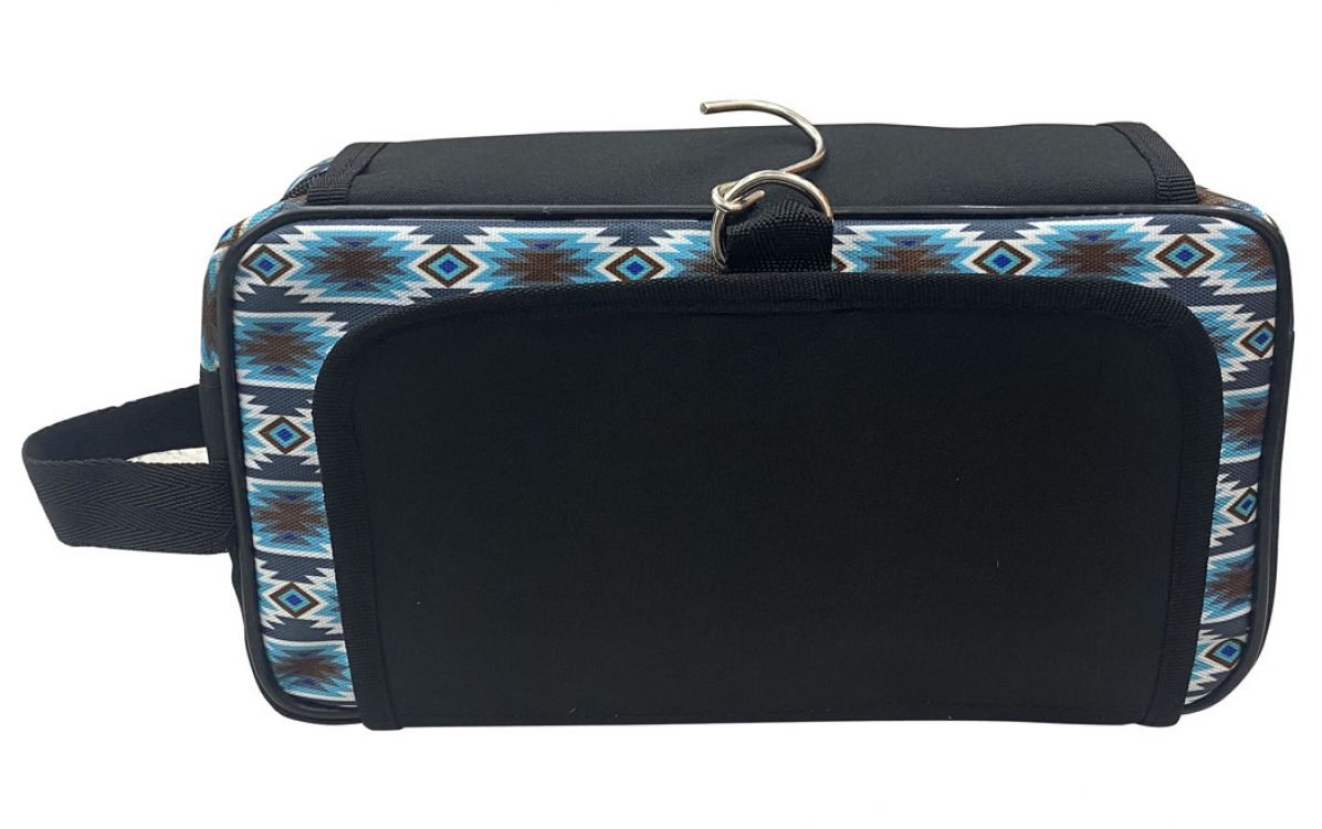 Showman Gray Blue Aztec Print roll up accessory bag