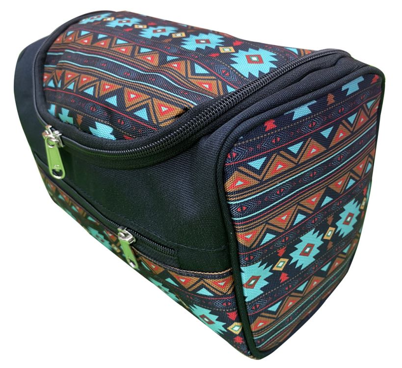 Showman Aztec Hanging Toiletry Bag - Black/Brown/Teal/Red