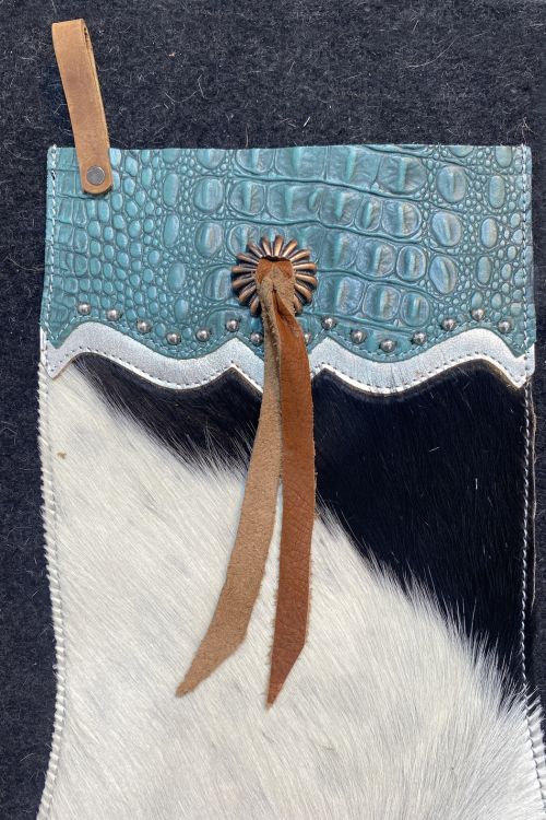 Showman Black and White Cowhide Christmas Stocking – Alligator Cuff