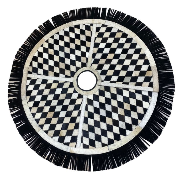 Showman Cowhide Leather Christmas Tree Skirt - Diamond