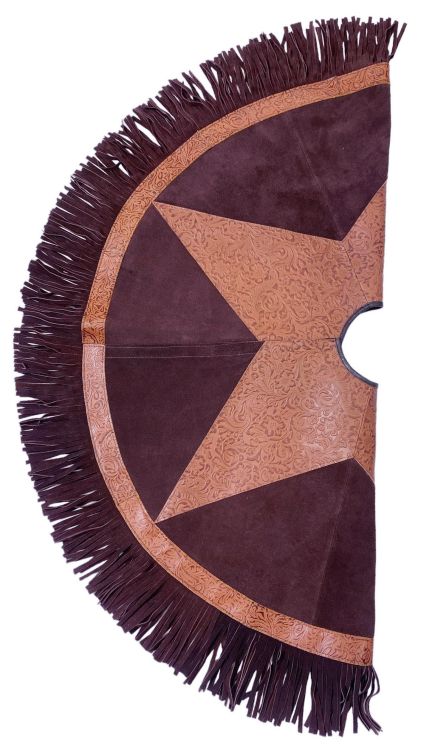 Showman Suede Leather Christmas Tree Skirt - Embossed Leather Star