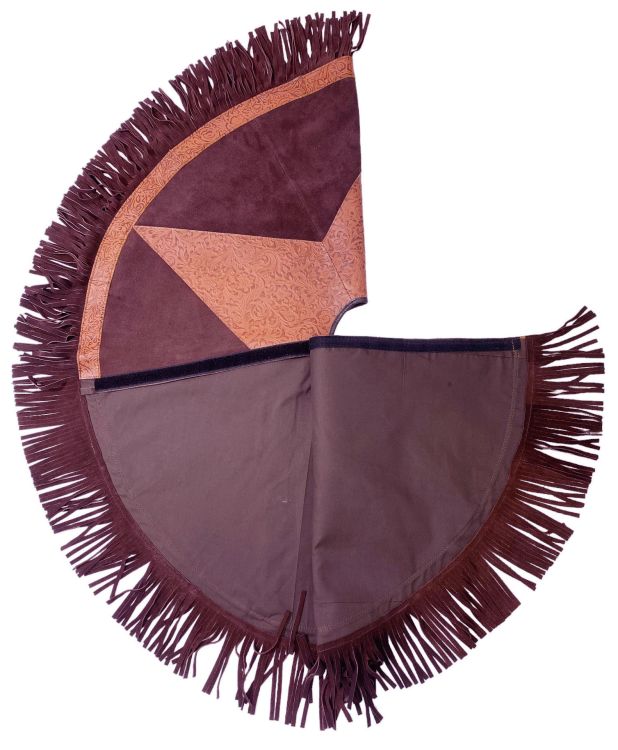 Showman Suede Leather Christmas Tree Skirt - Embossed Leather Star