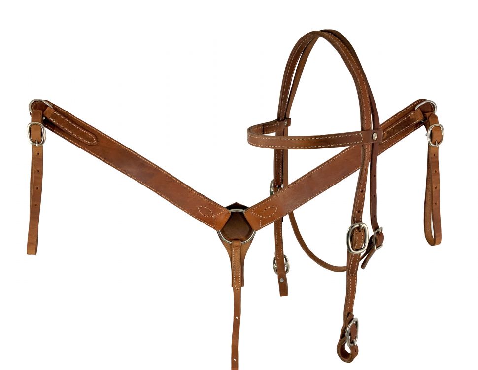 Showman Argentina Cow Leather headstall and breast collar set with reins