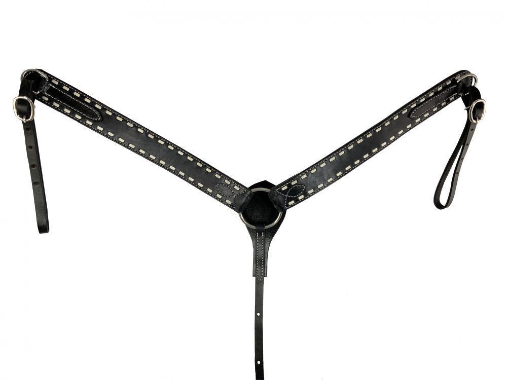 Showman Argentina Cow Leather buck stitched breast collar