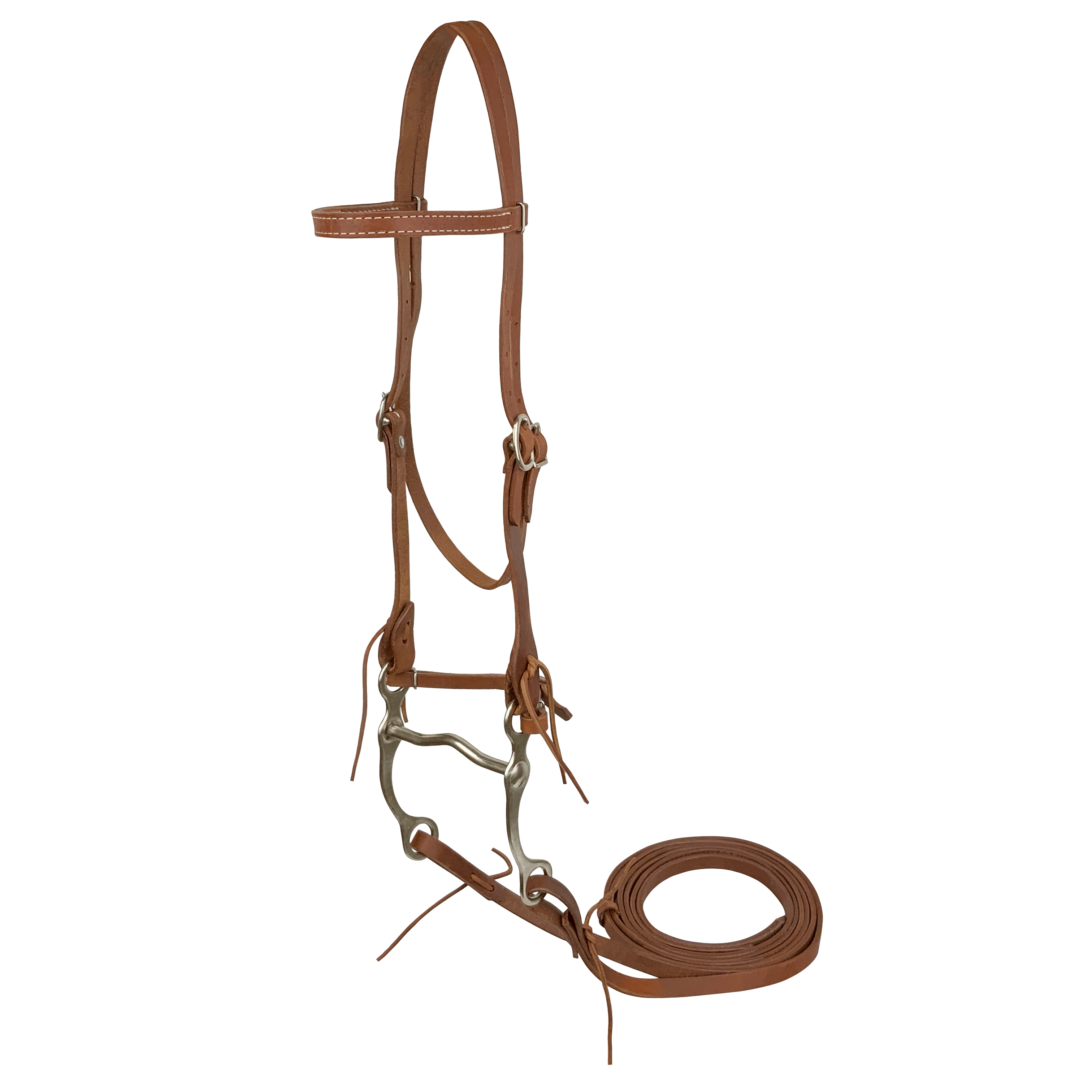 Showman Argentina Cow Leather Browband Headstall with Grazing Bit and 7.5ft Reins