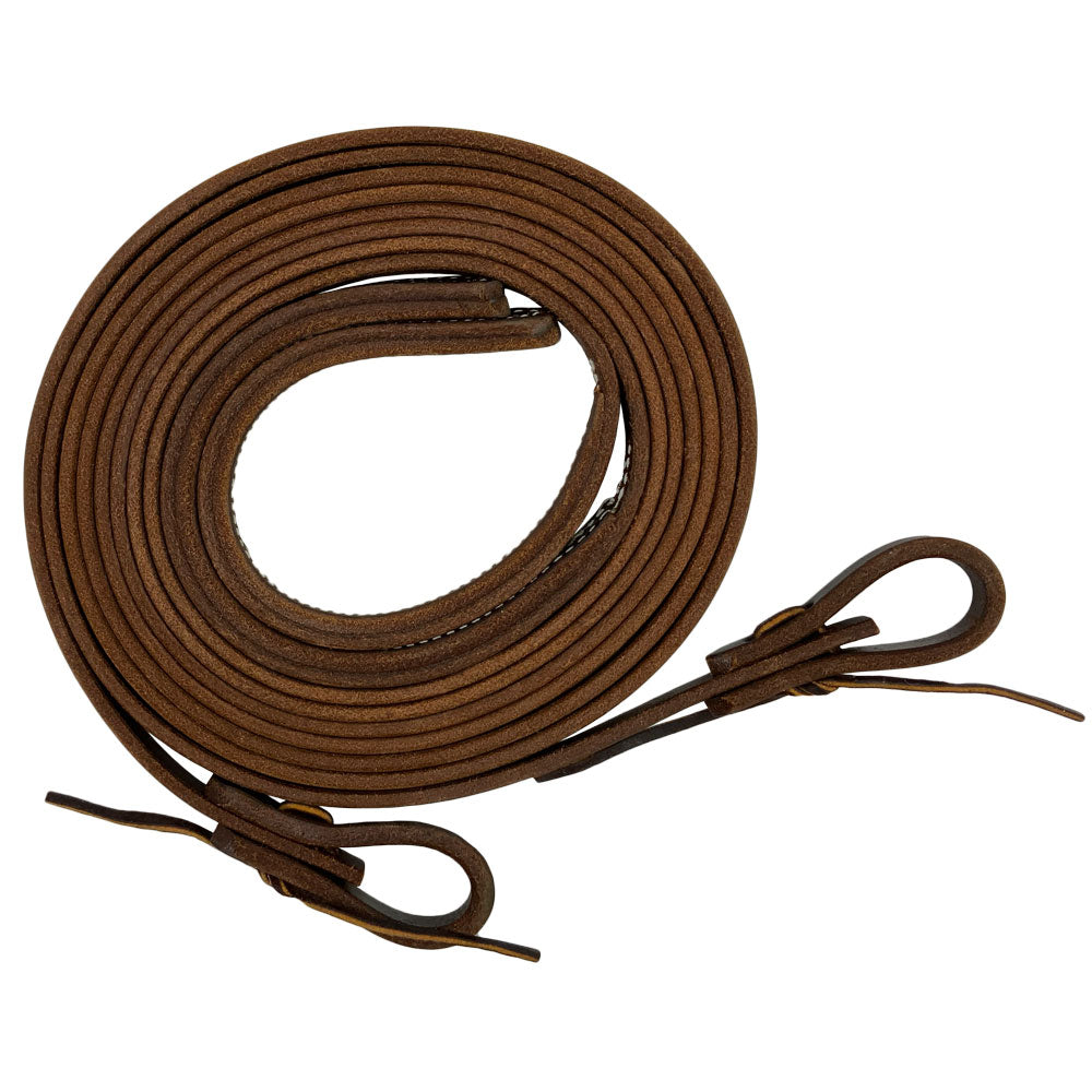 8' x 1/2" Oiled Harness Leather Split Reins with Weighted Ends