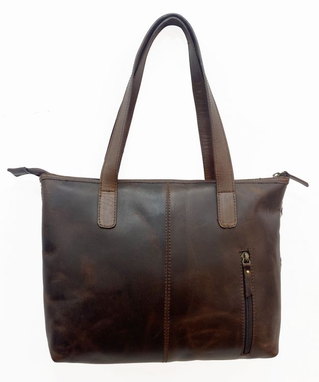 Klassy Cowgirl Leather Conceal Carry Handbag with diamond pattern hair on cowhide