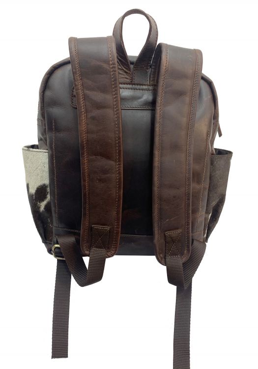 Klassy Cowgirl Hair on Cowhide Leather Backpack - brown and white