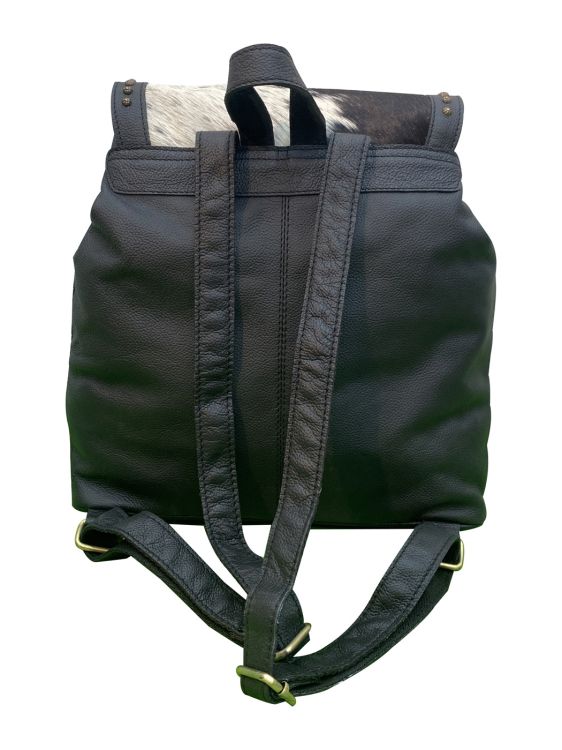 Klassy Cowgirl Genuine Hair-on Cowhide Leather Flap Drawstring Backpack