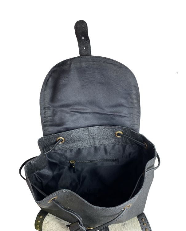 Klassy Cowgirl Genuine Hair-on Cowhide Leather Flap Drawstring Backpack