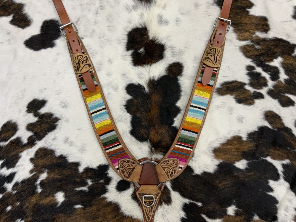 Showman Wool Serape Saddle Blanket Medium Leather Pulling Collar