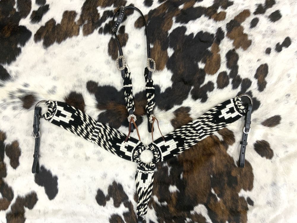 Showman Sleek Storm Mohair One Ear Headstall and Breastcollar Set