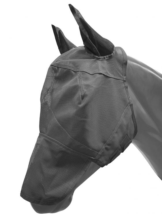 Showman Long Nose Mesh Rip Resistant Fly Mask with Ears and Velcro Closure