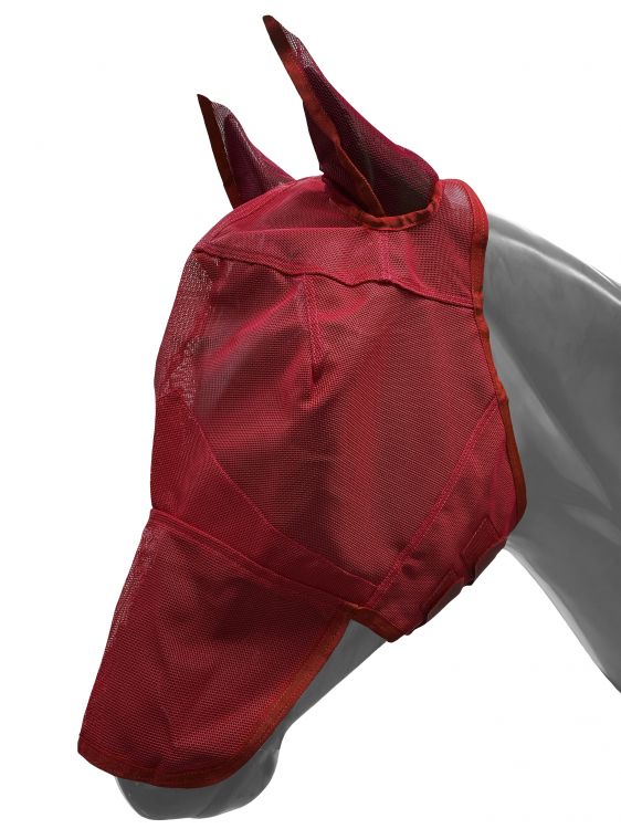 Showman Long Nose Mesh Rip Resistant Fly Mask with Ears and Velcro Closure