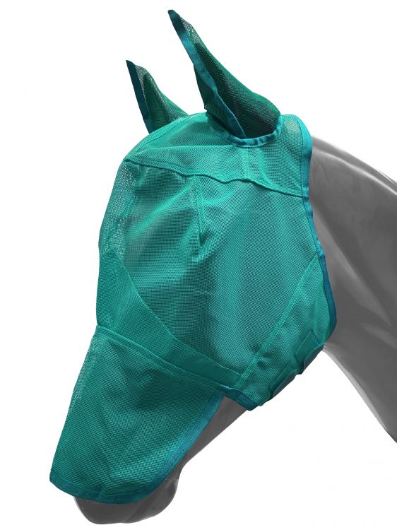 Showman Long Nose Mesh Rip Resistant Fly Mask with Ears and Velcro Closure