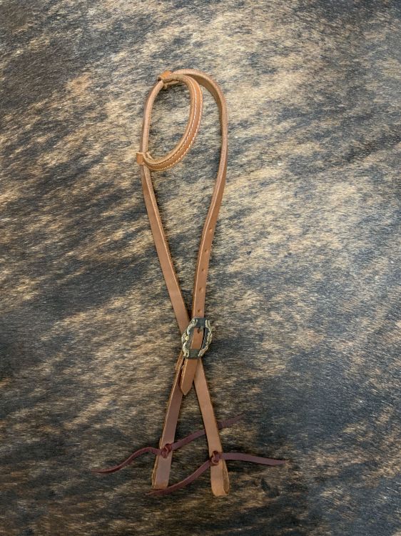 Showman Argentina Cow Leather One Ear Headstall with Silver and Copper Engraved Overlayed Buckle