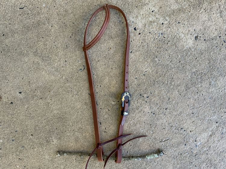 Showman Argentina Cow Leather One Ear Headstall With Gold Engraved Overlayed Buckle