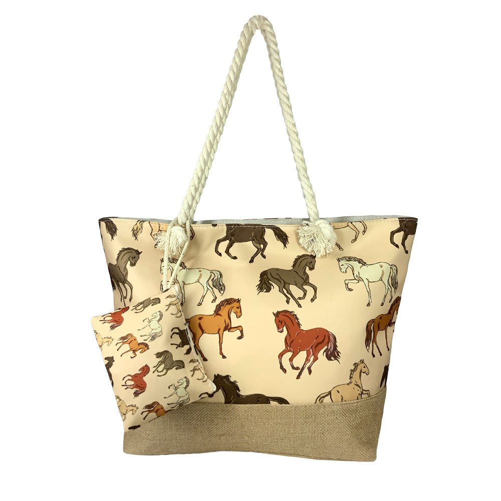 Vintage Gallop Medium Burlap Bottom Weekender Tote