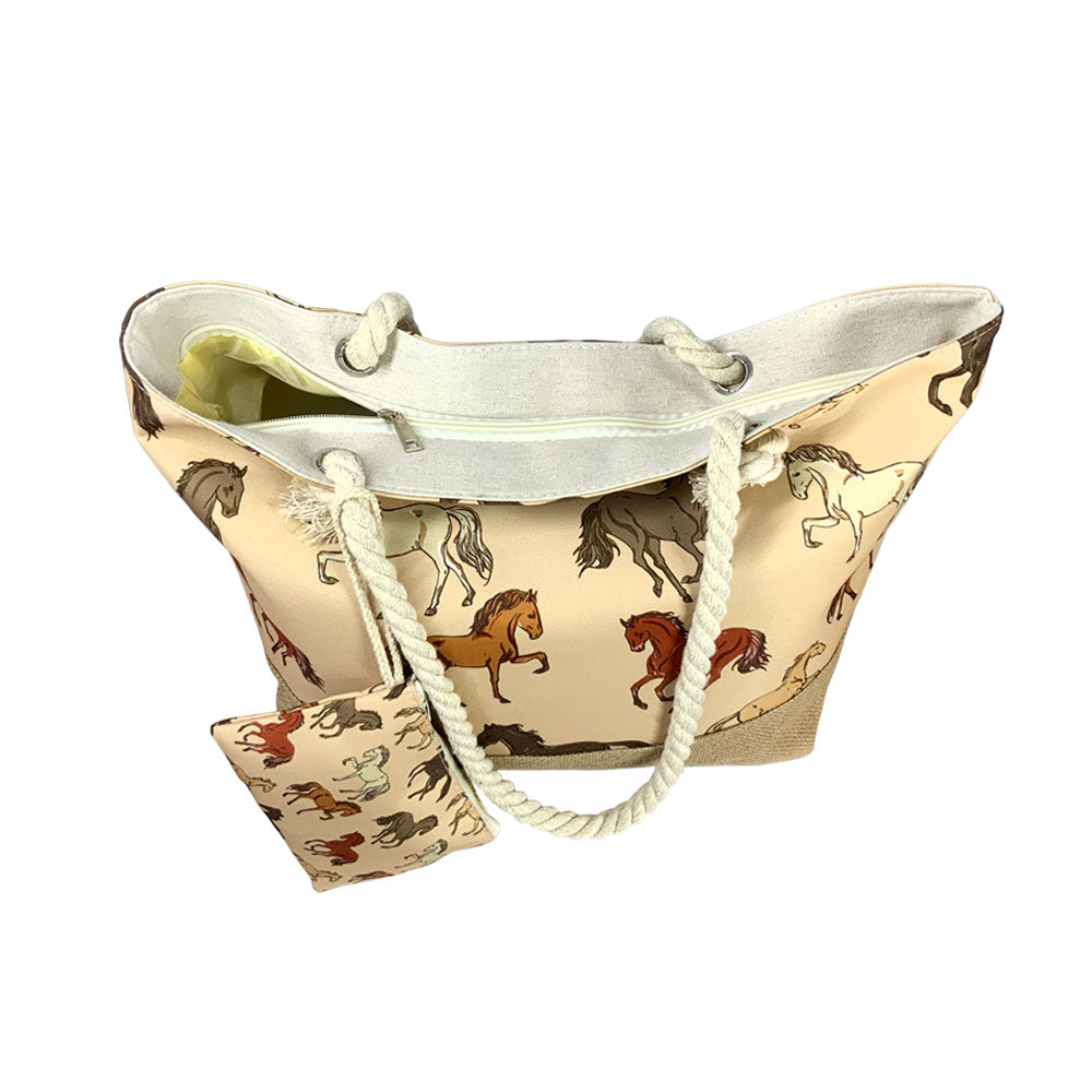 Vintage Gallop Medium Burlap Bottom Weekender Tote