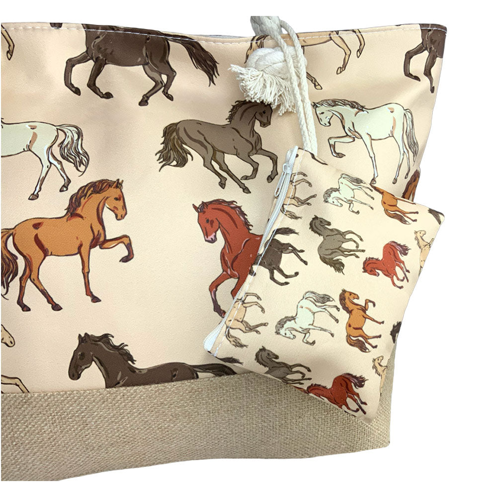 Vintage Gallop Medium Burlap Bottom Weekender Tote