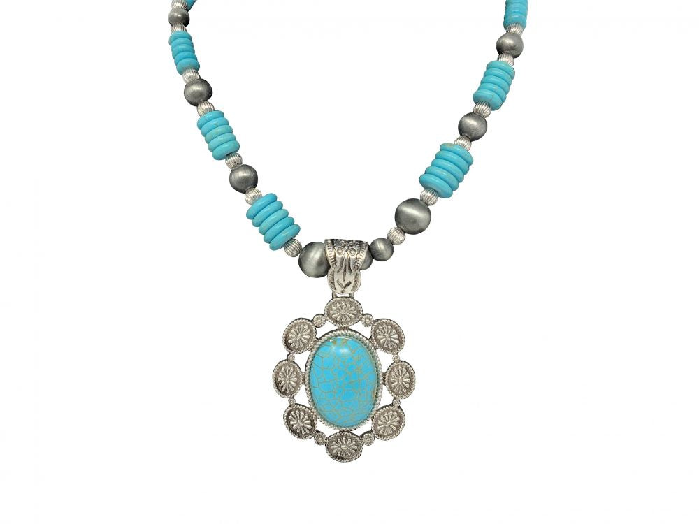 Turquoise beaded earring and necklace set