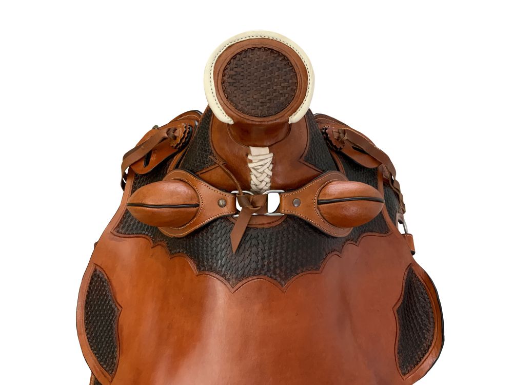 16" Rustic Rider Wade Style Saddle with Basketweave Tooling