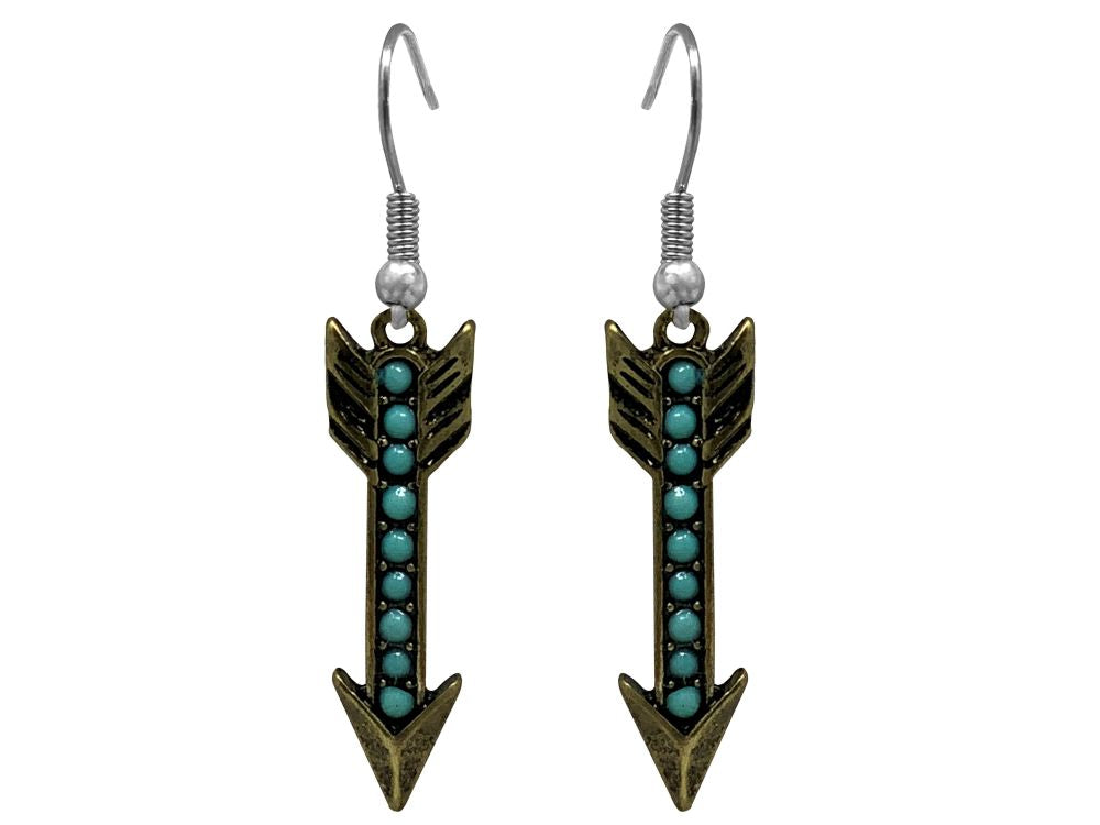 Western Style Arrow Pendant Necklace and Earrings Set