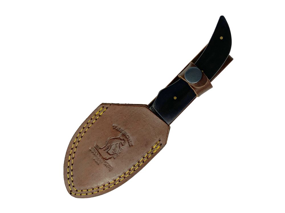 Bone Collector Gut Hook Blade Skinning /Hunting Knife with Brown Leather Sheath
