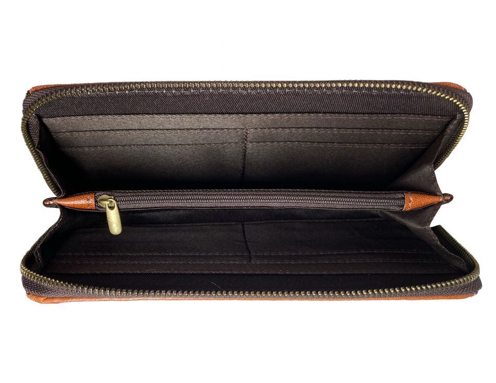 Showman Genuine Leather Hair on Cowhide Clutch Wristlet with Floral Basket Weave Tooling