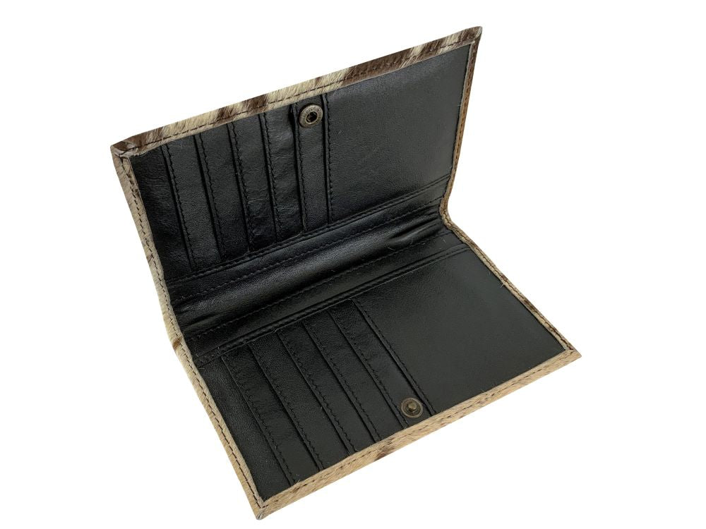 Showman Brown and White Hair on Cowhide Card Wallet