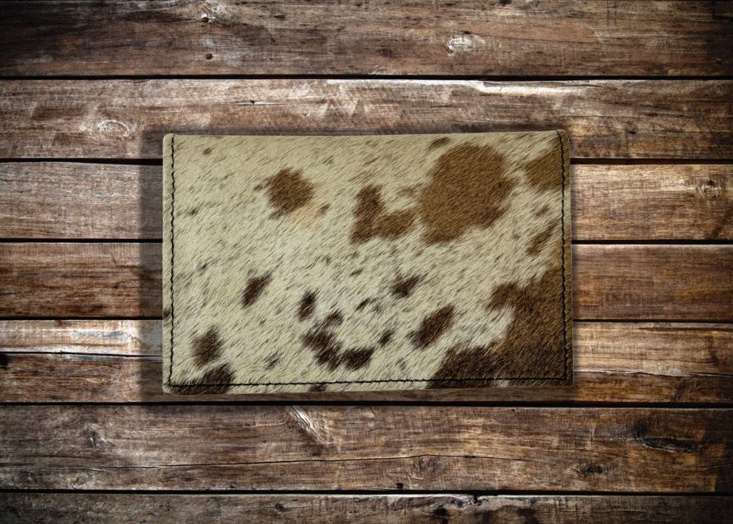 Showman Brown and White Hair on Cowhide Card Wallet