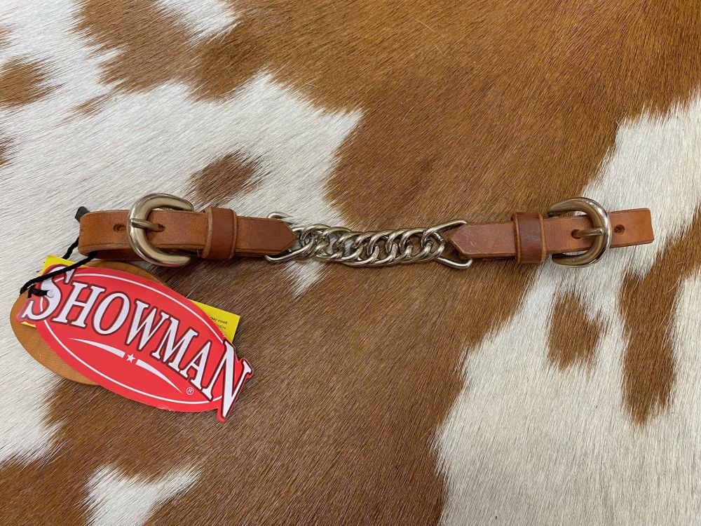 Showman Argentina Cow Leather Flat Link Curb Chain