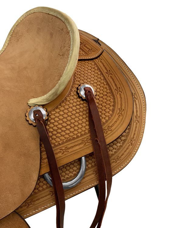 Argentina Cow Leather Roughout Western Roper Saddle - 16 Inch