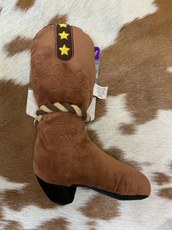 Western Plush Squeaky Dog Toy - Cowboy Boot