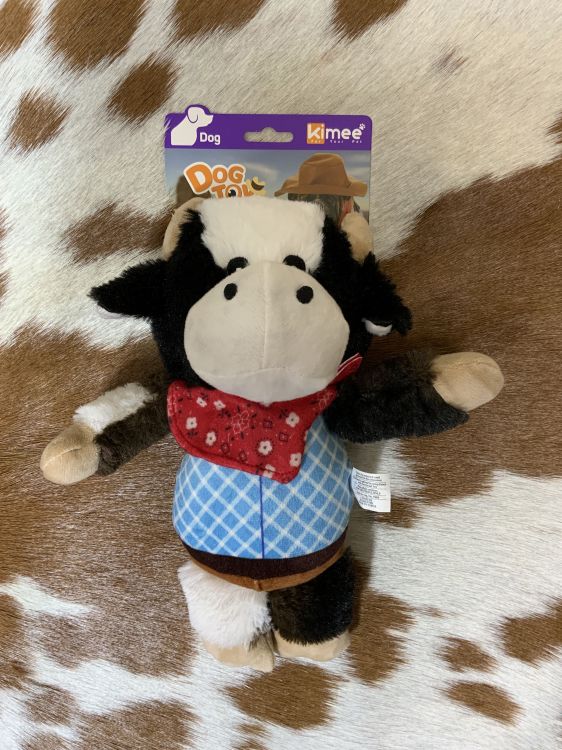 Western Plush Squeaky Dog Toy - Cow