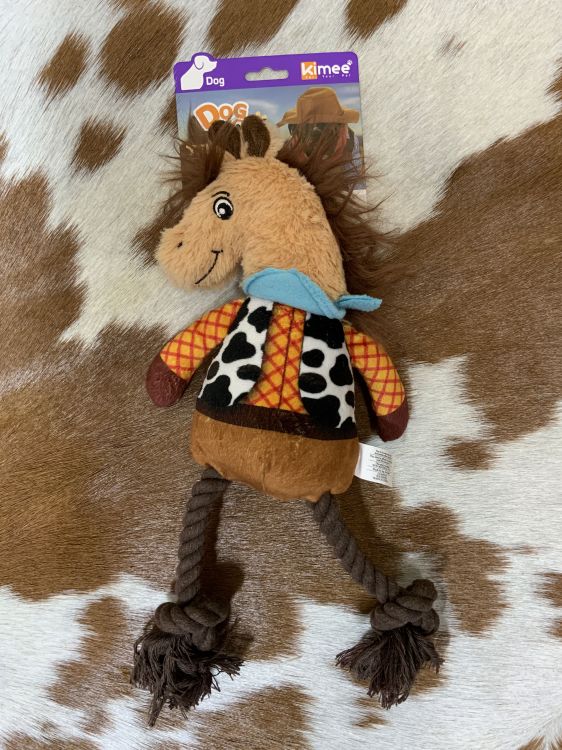 Western Rope and Plush Squeaky Dog Toy - Horse
