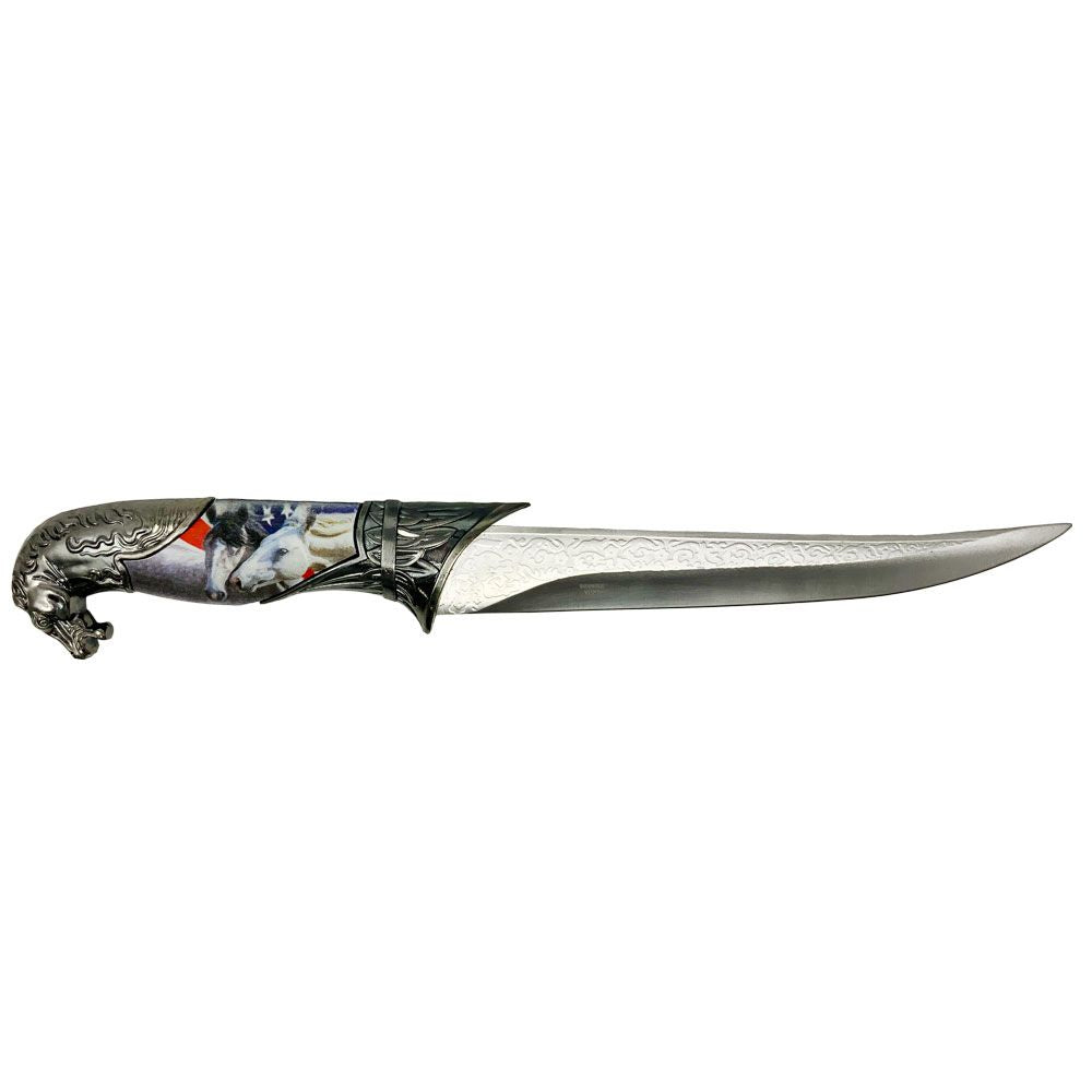 Stars and Stripes Horse Head Fixed Blade Dagger