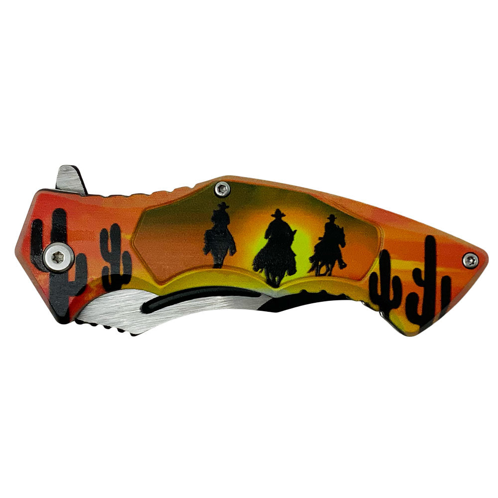 Sunset Cowboys Stainless Steel Folding Knife