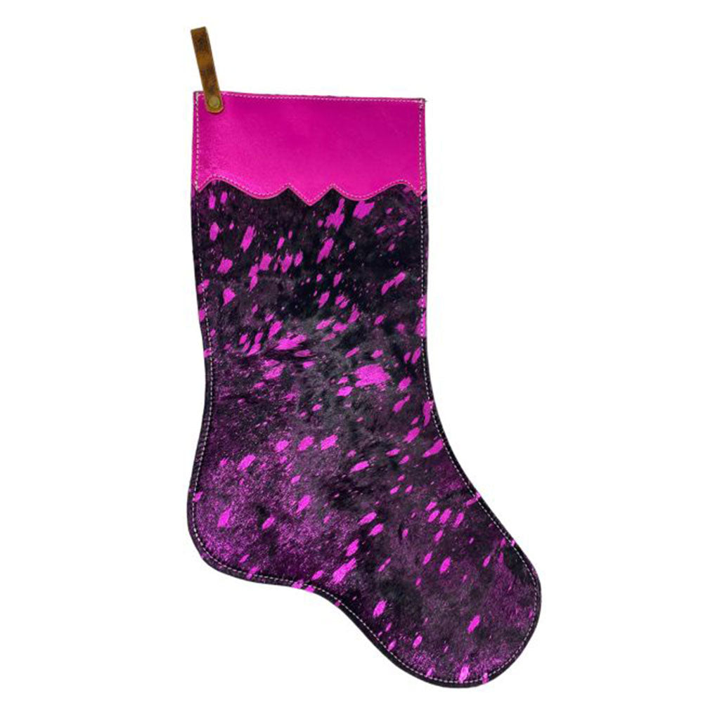 Showman Metallic Acid Wash Cowhide Leather Christmas Stocking