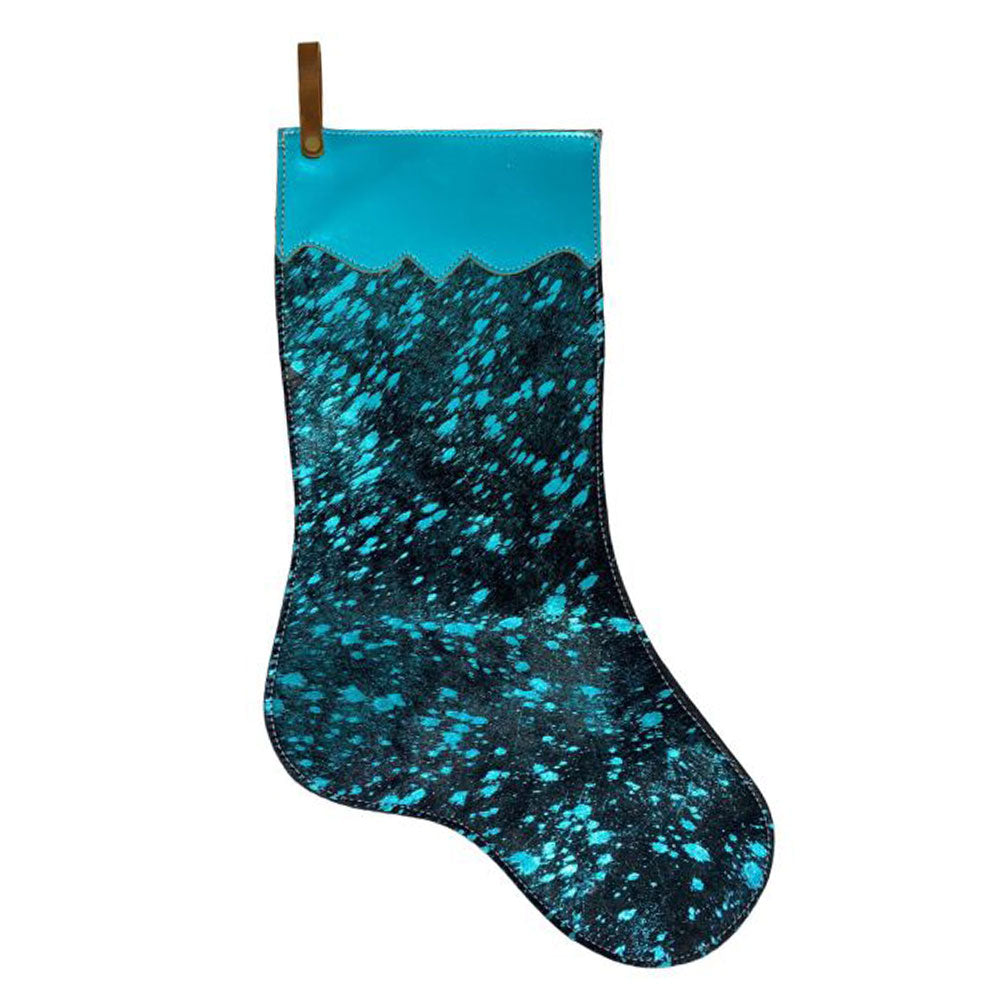 Showman Metallic Acid Wash Cowhide Leather Christmas Stocking