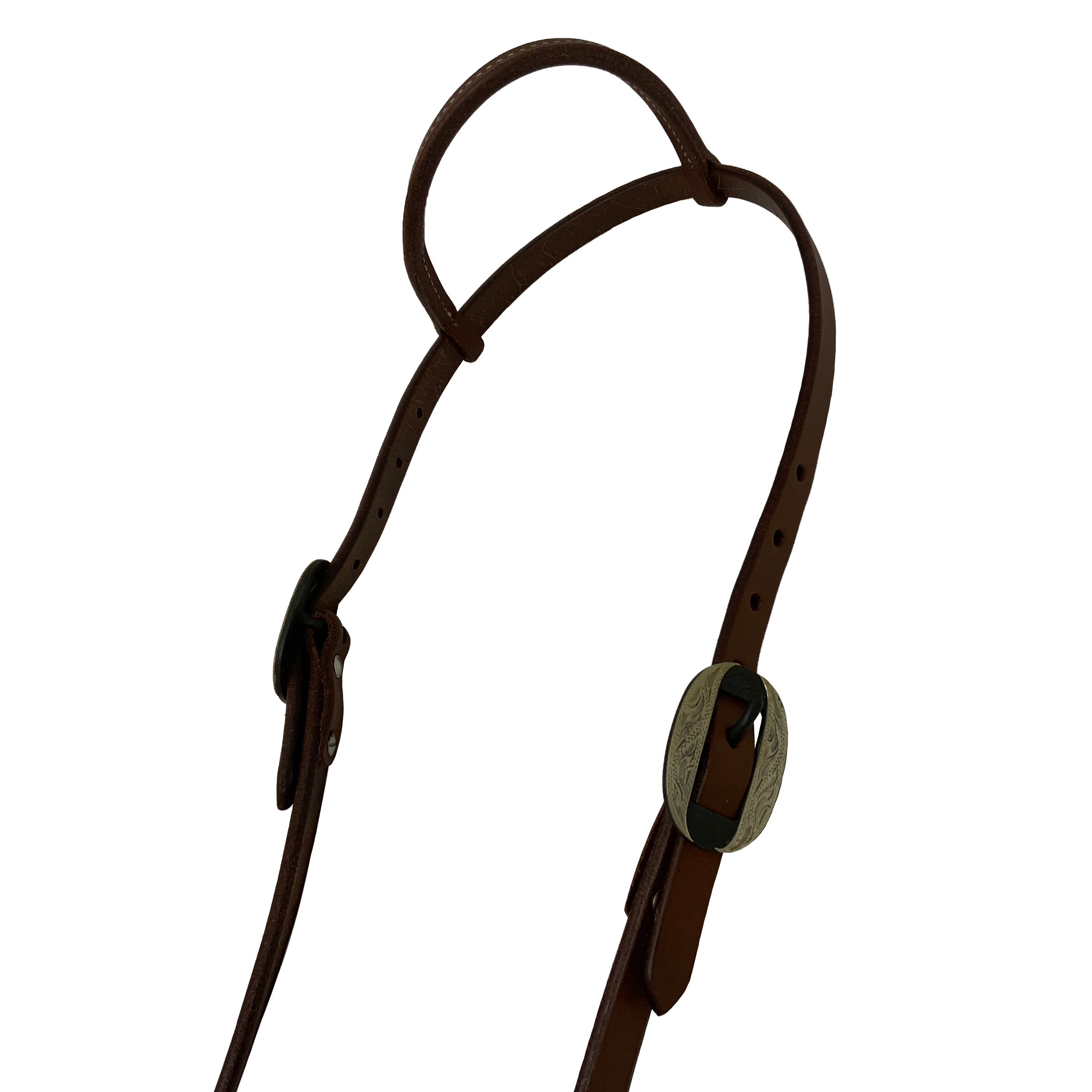 Showman Oiled Harness Single Ear Headstall With Silver Oval Buckle