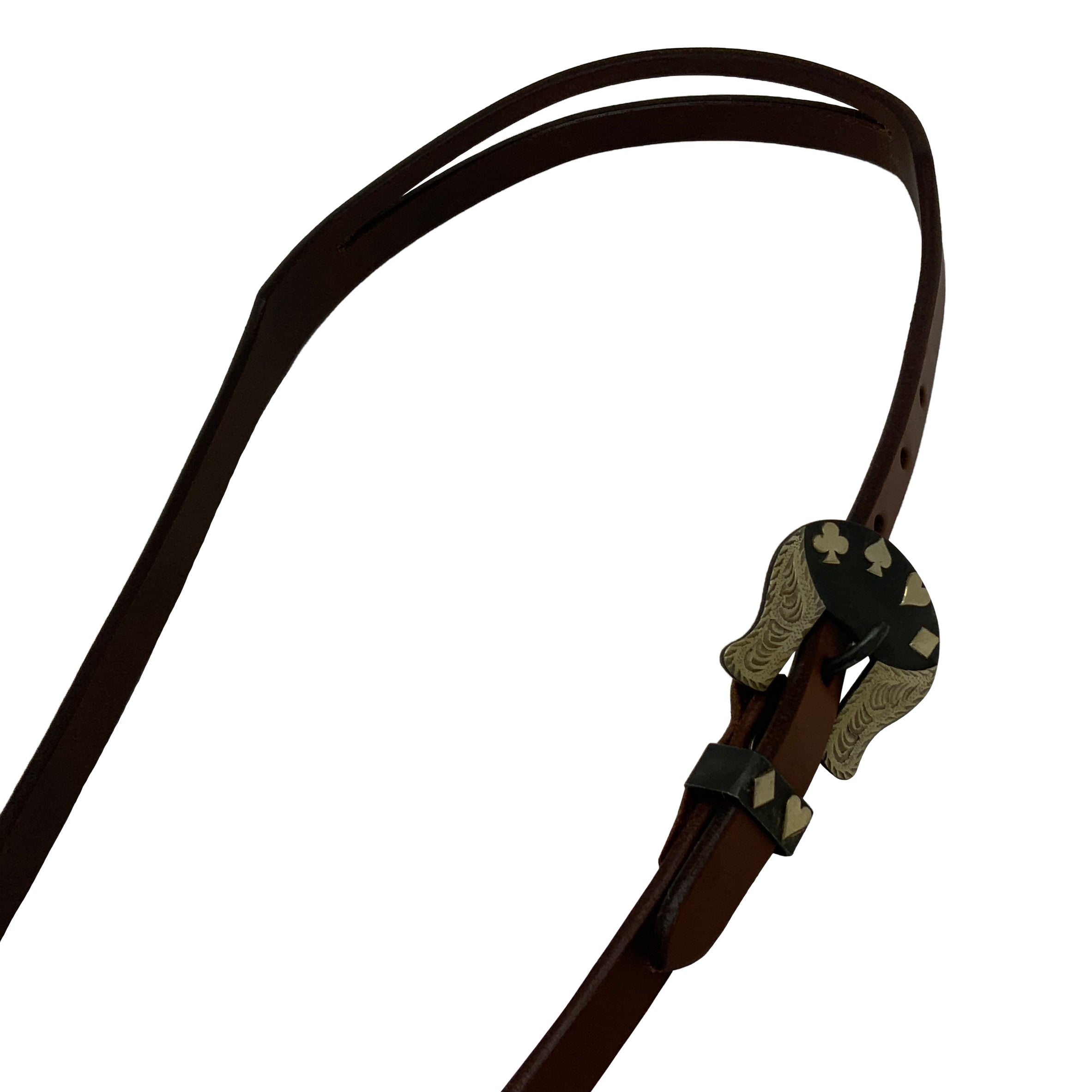 Showman Oiled Harness Split Ear Headstall With Cowboy Gambler Buckle
